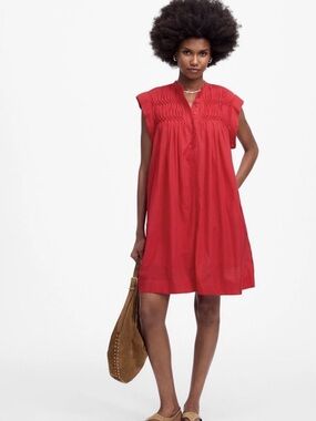 Madewell NWT embroidered pleated mini dress